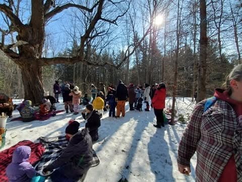 Gathering under the maple tree