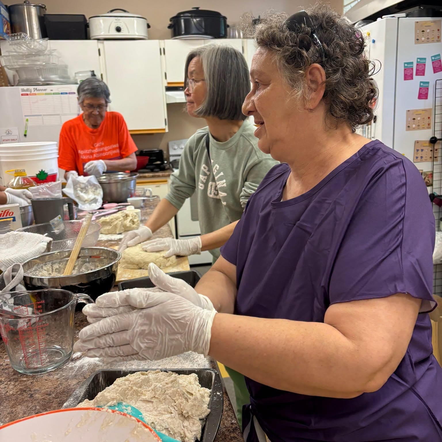 Making bread together at the Centre